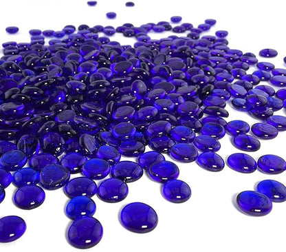 Houseables Glass Beads for Vases, Marbles for Vases, Glass Marbles, Filler, Blue Beads, Flat, Blue Gems, Crafts, Pebbles, Stones, Decorative Rocks, Plants, Florist, Floral, Fishbowl, 10 LBS, 1000PC