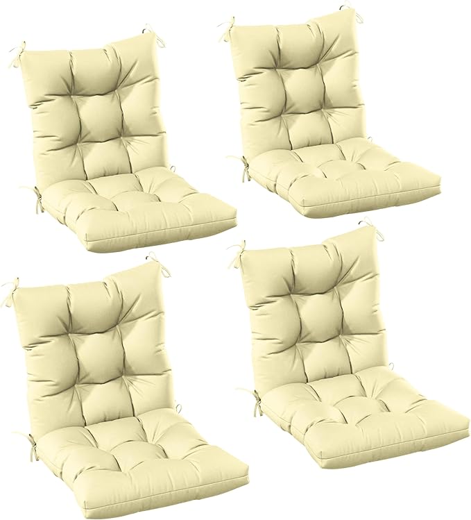 Patio Seat&Back Chair Cushions for Outdoor Furniture，Comfortable Cushions for Rocking/Dining/Lawn Chair-Set of 4