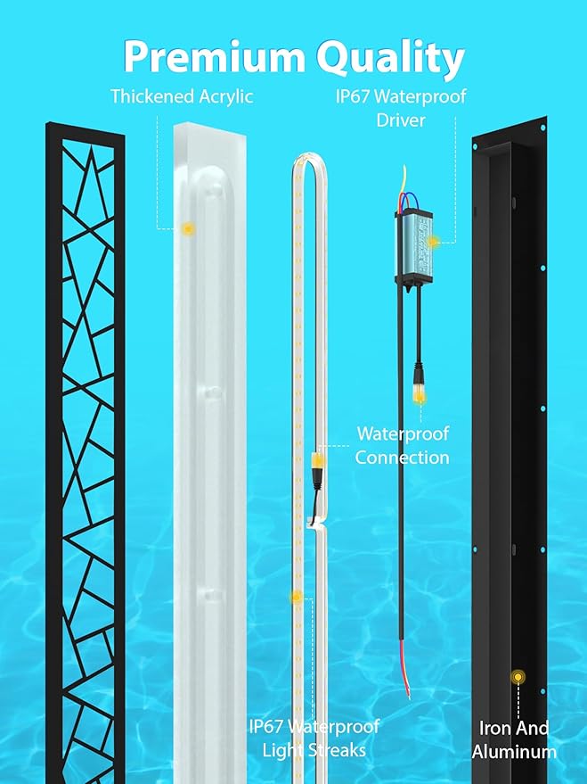 Outdoor Wall Lights 59.1inch Modern Outdoor Wall Sconce LED Long Wall Sconces Black Front Porch Light Waterproof Led Wall Light IP67 3000K Exterior Lighting fixtures
