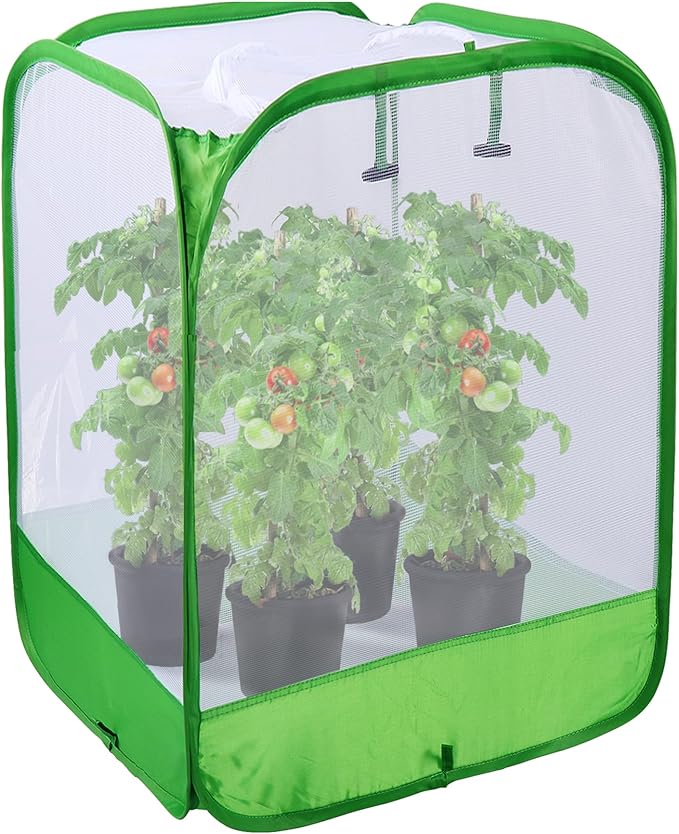 36" Outdoor Mesh Plant Enclosure, Plant Cover for Pests, Bird and Pest Protection Guard for Fruit, Vegetables, Flowers and Herbs Pop-Up Cage 24 x 24 x 36 Inches Without Bottom