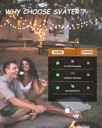 Svater Outdoor String Lights 300 FT, Patio Lights Outside with 156 G40 Shatterproof LED Bulbs, Waterproof Hanging Globe Lighting for Bistro Backyard Cafe Market, Warm White 2700K（3 x 100 FT）