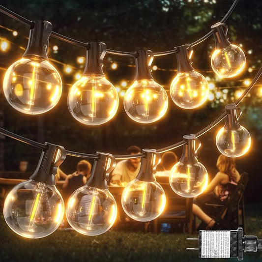 Outdoor String Lights 60ft LED Hanging Globe Patio Lights with G40 Shatterproof Bulbs(20+2 Bulbs), Waterproof Connectable Hanging Light for Indoor Outdoor Decor Garden Camping Backyard Porch