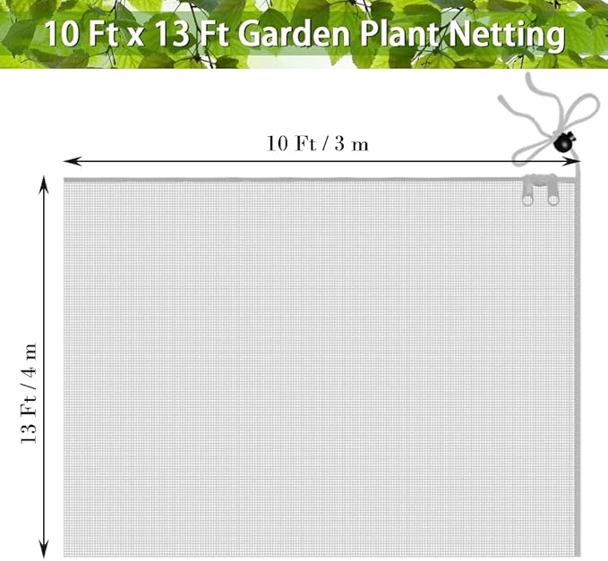 Fruit Tree Netting Covers with Zipper to Protect from Squirrels and Birds Large Netting for Fruit Trees Net Protection, White, 10' x 13', 2 Pack