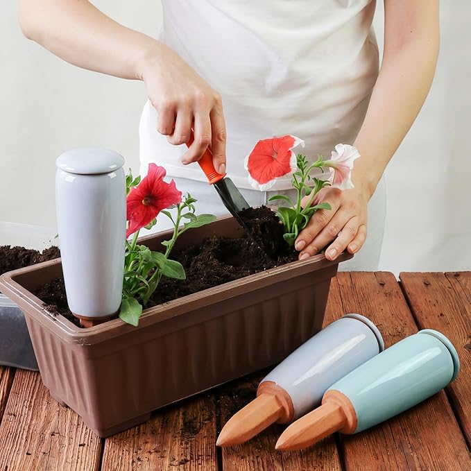 LemonRoad 4 Pack Terracotta Watering Spikes Plant Self Watering Globes Devices Large 17.5 oz Potted Plant Waterer Automatic Planter Inserts for Indoor Outdoor Plants