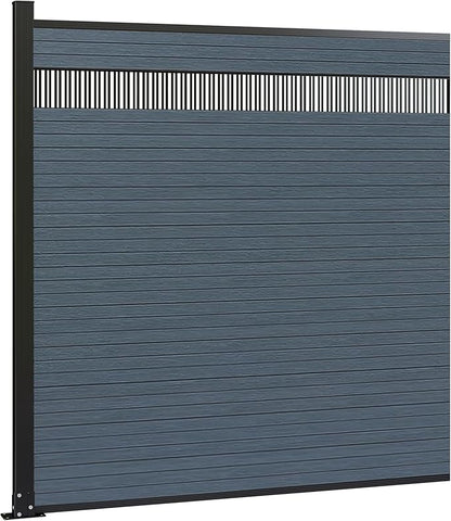 6 Feet×6 Feet Privacy Fence, Outdoor Wood Plastic Composite Fence Panel, Waterproof Security Barriers Fencing, WPC (Gray, Vertical (1 Panel - 1 Post))
