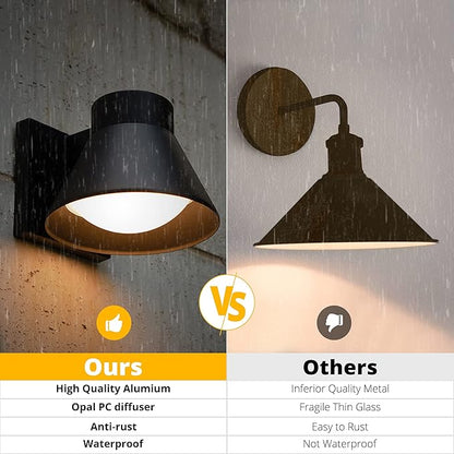 UME 2 Pack LED Outdoor Wall Light Fixtures, Black Front Porch Lights Wall Mount Lighting, Exterior Waterproof Wall Lantern Light Fixture Anti-Rust Farmhouse Wall Sconce for Patio, Doorway, Garage