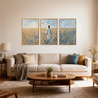 CHDITB Inspirational Jesus Framed Canvas Wall Art Set, Christian Spiritual Wall Decor, Modern Divine Artwork Painting, Vintage Religious Art Prints for Living Room Bedroom Church Decoration 16"x24"x3