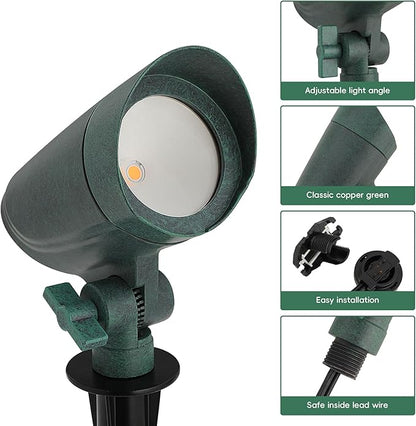 Low Voltage Landscape Lighting, 6.5W Outdoor LED Spotlight with Connectors, IP65 Waterproof Garden Tree Pathway Yard Patio Spot Lights, 3000K Warm White 12V AC Directional Up Light, 4 Pack