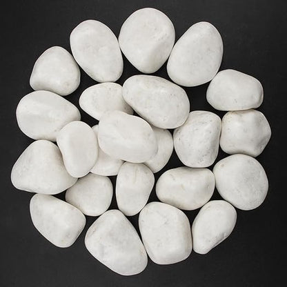 40 lbs White Polished Decorative Stones, 2-3 Inch Polished Rocks, Perfect for Outdoor Gardens, Pathways, Potted Plants, Vase Fillers, and Home Decor (Pure White, Weight: 40 LB)