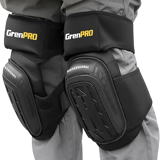 Professional Knee Pads for Work,Heavy Duty Thick Foam Knee Pads Tools, Knee Pad with Soft Gel Cushion for Construction, Work, Flooring, Gardening, Cleaning, Tiling,Black