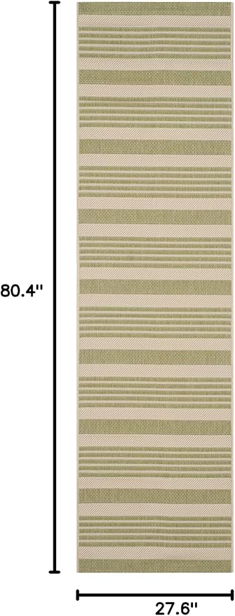 SAFAVIEH Washable Rug Outdoor Courtyard Collection - 2'3" x 6'7" Runner, Beige & Sweet Pea, Non-Shedding & Easy Cleaning, Ideal for Patio, Entryway, Mudroom, Hallway, Kitchen (CY6062-218)