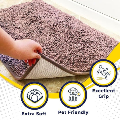 Muddy Mat® | Super Water Absorbent Door Mat Indoor, Microfiber Quick Dry Chenille Entryway Rug, Slip Resistant Front Door Mat, Indoor Mats for Entryway, Machine Washable Pet Rug, Blush Pink 20" x 30"