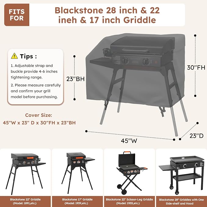 MR. COVER Universal 22-28 Inch Griddle Cover for Blackstone & Camping - Heavy Duty Waterproof BBQ Grill Cover with Front Shelf & Hood, 600D Oxford Fabric with Air Vent & Straps for Outdoor Patio