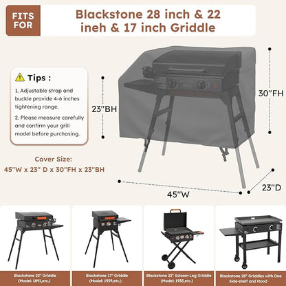 MR. COVER Universal 22-28 Inch Griddle Cover for Blackstone & Camping - Heavy Duty Waterproof BBQ Grill Cover with Front Shelf & Hood, 600D Oxford Fabric with Air Vent & Straps for Outdoor Patio