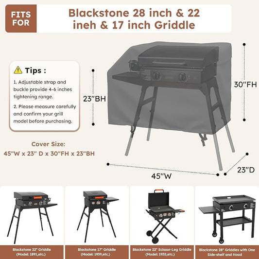 MR. COVER Universal 22-28 Inch Griddle Cover for Blackstone & Camping - Heavy Duty Waterproof BBQ Grill Cover with Front Shelf & Hood, 600D Oxford Fabric with Air Vent & Straps for Outdoor Patio