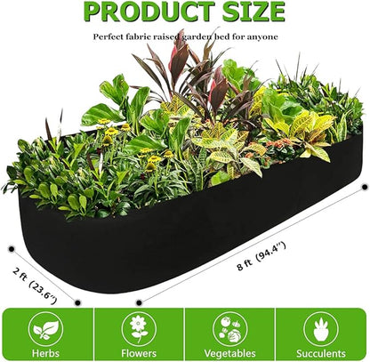 Fabric Raised Garden Bed, Raised Planters for Outdoor Plants, Rectangle Garden Grow Bag for Herb Flower and Vegetables, 2 ft X 8 ft