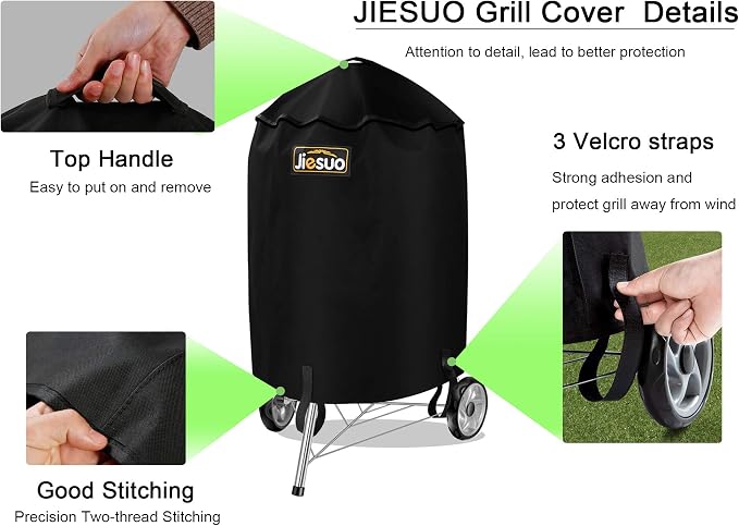 Grill Cover for Weber Premium Master Touch 22 Inch Charcoal Grill, Heavy Duty Waterproof Cover for Weber Charcoal Kettle BBQ Grills with Handle