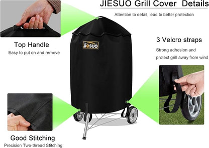 Grill Cover for Weber Premium Master Touch 22 Inch Charcoal Grill, Heavy Duty Waterproof Cover for Weber Charcoal Kettle BBQ Grills with Handle