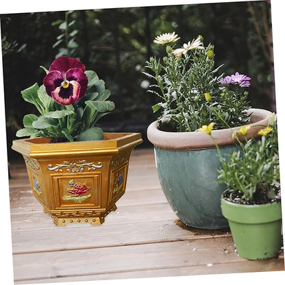 PRETYZOOM Home Decor Plastic Planter Mold Hexagonal Flower Pot Mold Concrete Cement Plant Pot European Style Vase Container Mould for DIY Crafts Makings Resin s