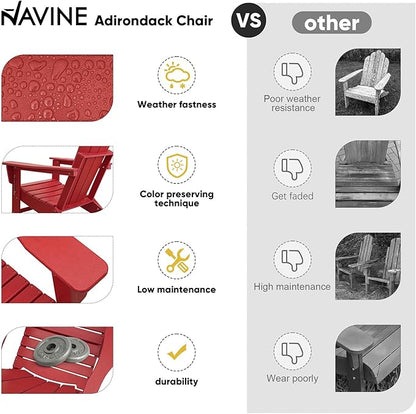 Adirondack Chair, HDPE Folding Adirondack Chair with Multifunctional Cup Holder, Weather Resistant Fire Pit Chair for porches, patios, patios, poolsides, Decks.