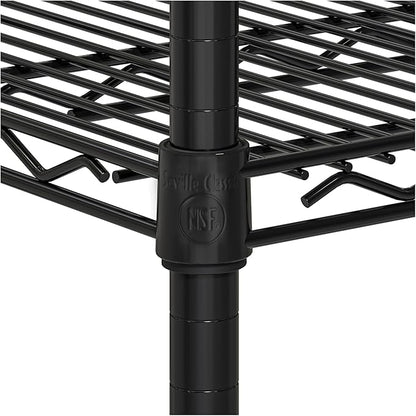 Seville Classics UltraDurable Heavy Duty NSF Solid Steel Wire Rack Storage Unit, Organizer for Garage, Warehouse, Office, Restaurant, Classroom, Kitchen, Black, 5-Tier Shelving, 60" W x 18" D