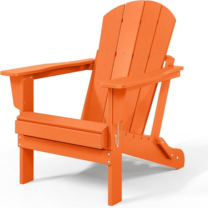 WestinTrends Malibu 4-Piece Set Outdoor Folding Poly Adirondack Chair, Orange