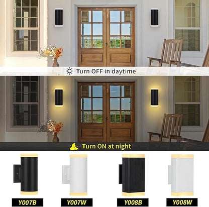 Outdoor Wall Light, ZUUKOLE Waterproof Exterior Wall Sconce, Anti-Rust Aluminum Wall Mount Lighting Cylinder Design – Up Down Wall Light fixtures for Porch, Patio or Garage, 2 Pack