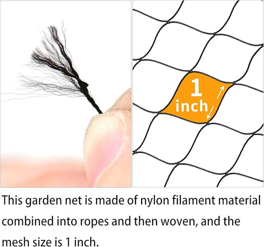 9 x 50 FT Bird Netting for Garden, 1" Square Mesh Size Heavy Duty Nylon Chicken Coop Netting for Blueberry Bushes, Fruit Trees and Vegetable Against Birds, Deer, Squirrels (9X50FT)