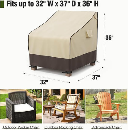 MR. COVER Patio Chair Covers Waterproof, Outdoor Furniture Covers for Rocking & Adirondack Chairs, Fits up to 32"W x 37"D x 36"H, Moisture-proof & UV-protection, Brown & Khaki, 2 Pack