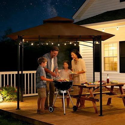 Grill Gazebo Replacement Roof, 5x8ft Outdoor BBQ Gazebo Canopy Cover, Double Tiered Grill Gazebo Replacement Roof for #L-GG001PST-F