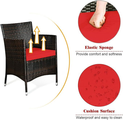 HAPPYGRILL 4PCS Patio Furniture Set Outdoor Rattan Wicker Conversation Set with Cushioned Sofa and Coffee Table for Porch Backyard Garden Poolside