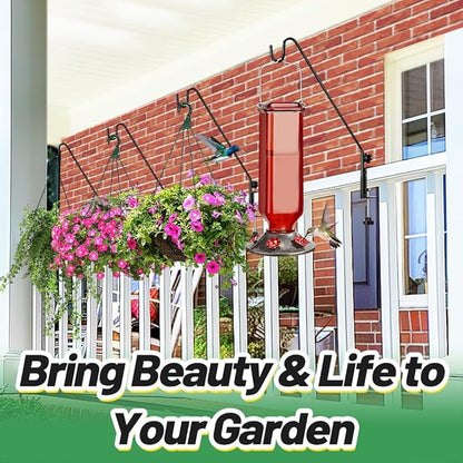 Biubee 4Pack Deck Bird Feeder Hanger for Railing- Heavy Duty Steel Stable Deck Railing Plant Hanger Outdoor, with Adjustable 3.1" Clamp, Deck Hook for Bird Feeder Plant Hangers Lanterns, 13.8 Inches