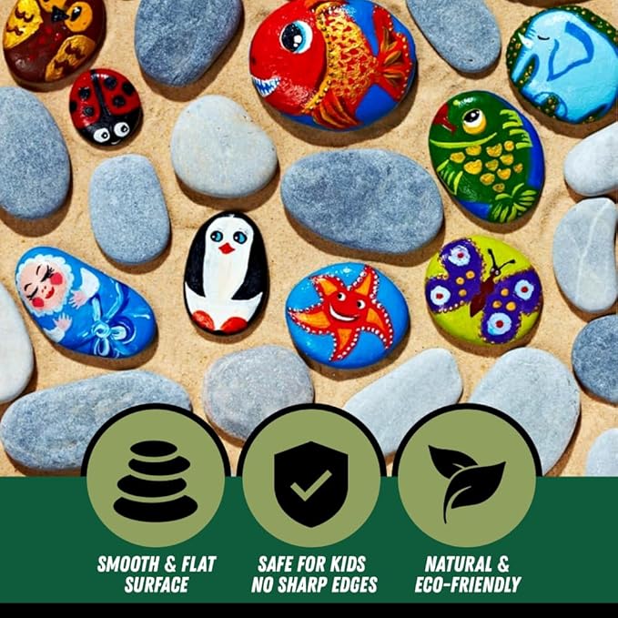 PGN 80 Large River Rocks for Painting - Stimulate Your Children’s Creativity with Our Painting Rocks for Kids - Flat and Smooth - Fun & Engaging Rock Painting with The Family - 2-4 Inches