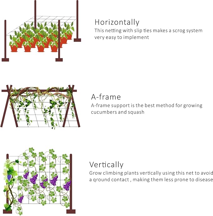 Toolazy Trellis Netting 47''x328', 6 Inch Mesh Heavy-Duty Plastic White Garden Netting for Growing High Yield Tomatoes, Peas, Vine Climbing Plants Fruits Vegetables
