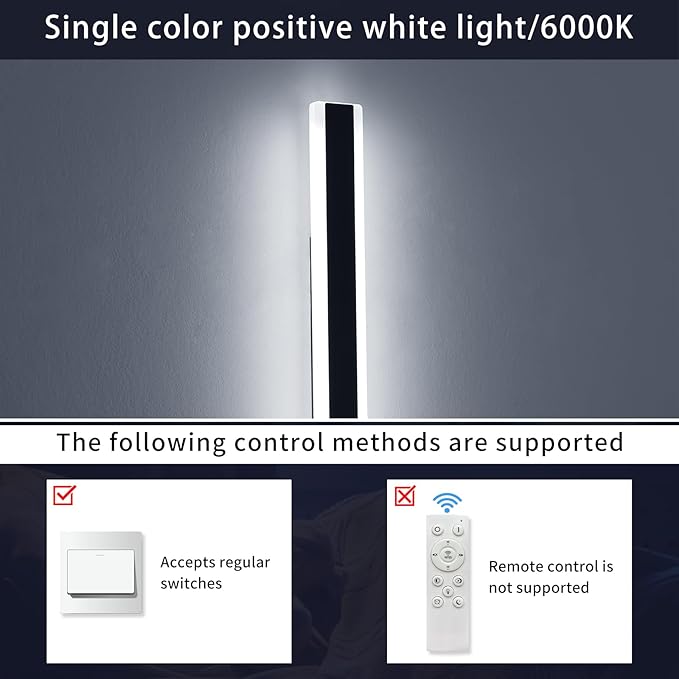 Mikeru 23.6inch Long Led Wall Light, 6000k Cool White Modern Outdoor Wall Light Ip65 Waterproof Black Acrylic Porch Exterior Lighting Fixtures, Exterior Wall Mount Lights for Garage Front Door