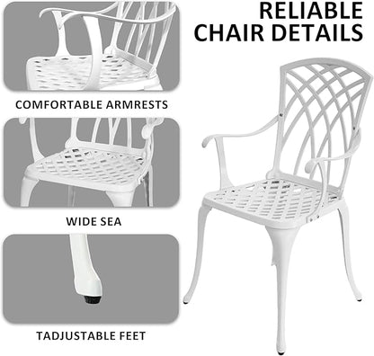 Patio Bistro Set, Bistro Set Outdoor 3 Piece, Cast Aluminum Patio Furniture Set, Garden Table Set, 1.97" Umbrella Hole