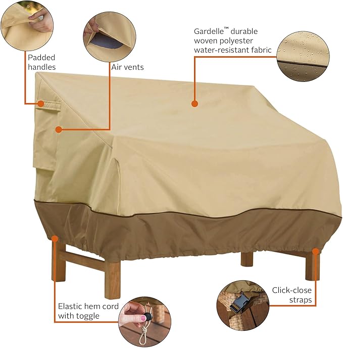 Classic Accessories Veranda Water-Resistant 60 Inch Patio Bench Cover, Patio Furniture Covers