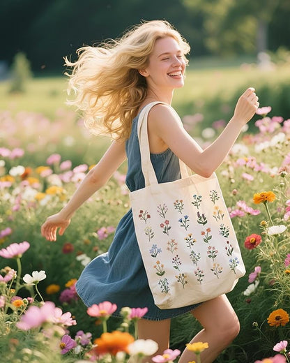 METALPHA Aesthetic Tote Bag for Women Girls - Resuable Double-Sided Printed Canvas Tote Bag with Snap Closure and Pocket