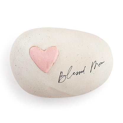 DEMDACO Inspired Everyday Collection Blessed Mom Pink Heart 4.5 x 3 Stoneware Decorative Garden Stepping Stone Patio Walkway Sculpture Yard Art