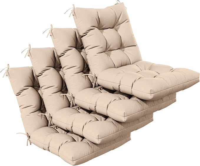 Patio Seat&Back Chair Cushions for Outdoor Furniture，Comfortable Cushions for Rocking/Dining/Lawn Chair-Set of 4