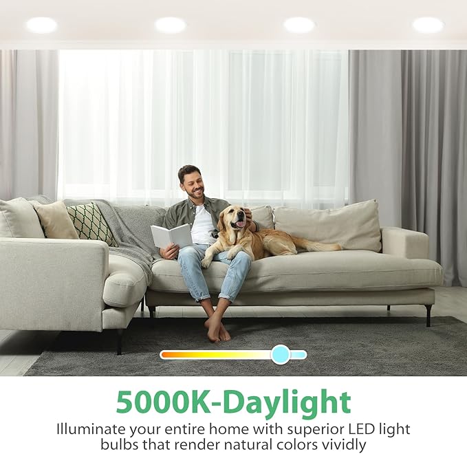 8 Pack BR30 LED Bulb, Dimmable Indoor Flood Lights 7W Equivalent 65W 5000K Daylight, CRI80, 650 LM, E26 Base, 15000 Lifetime Hours, Interior Energy Saving Recessed Light Bulb, Flicker-Free