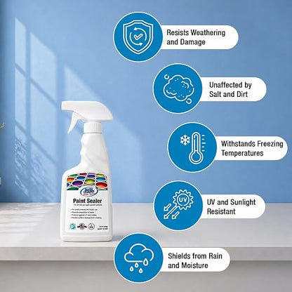 Rain Guard Paint Sealer Spray 16 oz | Ready to Use | Protects Painted Concrete, Wood, Stone | Silane/Siloxane Acrylic Waterproofer | UV Resistant | Fast Drying | Semi-Satin Finish