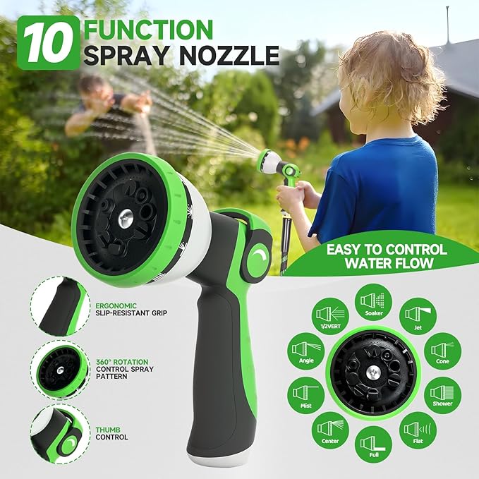 Garden Hose 25ft Flexible Non-Expandable Water Hose Ultra Lightweight Kink-Free Leak-Proof Durable & Abrasion-Resistant with 3/4" Brass Fittings for Patio Yard RV and Outdoor Use