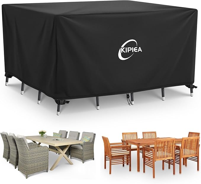 Kipiea Outdoor Furniture Covers Waterproof, 420D Heavy-Duty Patio Furniture Set Covers, No Tears Anti UV No Fading (55" L×55" W×28" H)