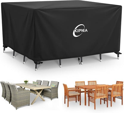 Kipiea Outdoor Furniture Covers Waterproof, 420D Heavy-Duty Patio Furniture Set Covers, No Tears Anti UV No Fading (55" L×55" W×28" H)