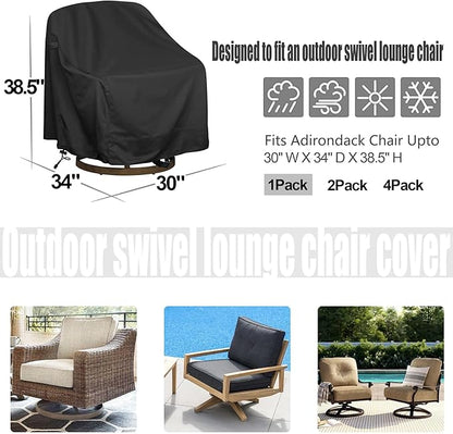 Outdoor Swivel Lounge Chair Cover,Waterproof Heavy Duty Outdoor Chair Covers, (30" W X 34" D X 38.5" H) Patio Furniture Cover for Swivel Patio Lounge Chair