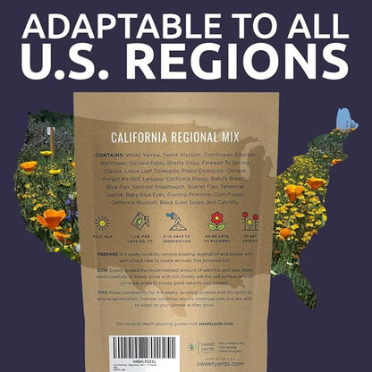 California Natives Mix - Bulk 1 Pound Bag - Over 120,000 Native Seeds - Open Pollinated and Non GMO