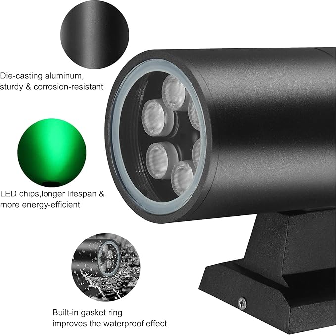 Smart RGBCW Up and Down Outdoor Wall Lights 120W, Dual Beam LED Wall Sconce with App & RF Control, 2700K-6500K Adjustable White, Color Changing Dimmable Exterior Light for Porch, Patio, Garage