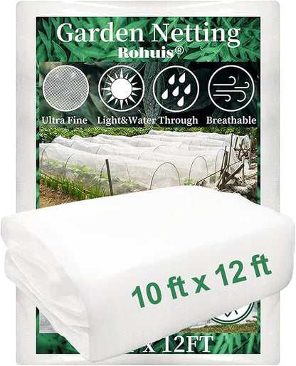 Garden Mosquito Netting for Patio, 10 ft x 12 ft Bird Bug Insect Netting Pest Barrier for Fruit Trees, Greenhouse, Large Plant Row Cover Screen for Vegetables