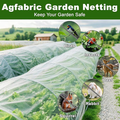 Agfabric Garden Netting 6.5'x49' Barrier Net, Bird Netting for Garden Trees Vegetable and Plants, White
